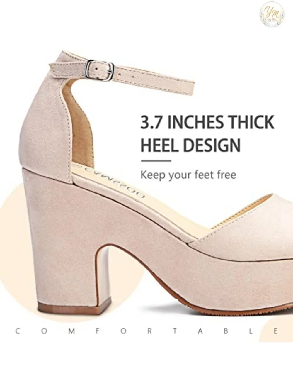 Suede Chunky Heel Platform Ankle Strap Sandals
